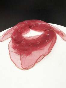 1pc Bandana Rhinestone Scarf, Women's Headscarf With Beaded Trim - Multicolor - View 7