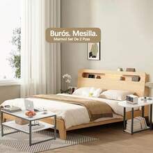 GM Bear Mesa de Centro para Sala con Estante de Almacenamiento Blanco, Juego de Mesas de Cafe o Mesas Laterales Auxiliares, Set 2 en 1 Coffee Table Imitación Mármol Estilo Minimalista Moderna - 1 - Ver 7