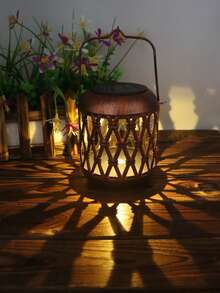 1PC Solarlights,Solar Outdoor Lights,Solar Bamboo Lantern,Solar Lantern Outdoor Waterproof Solar Light For Outdoor Hanging Solar Light Outdoor Solar Light Decoration For Garden,Yard,Patio,Porch,Trees,Lawn,Path,Retro And Exquisite,Metal,European-Style Wrought-Iron Decorative Hanging Ornaments.They Are In A Baroque Style And Serve As Decorative Hanging Pieces,Wall Decor,Room Decor,Home Decor,Fall Decor