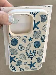 1pc White Starfish & Shell Pattern Full Coverage TPU Shockproof Phone Case, Compatible With IPhone 16, 15, 14, 13, 12, 11 Pro Max, Series - Style 2 (1 Piece) - View 9