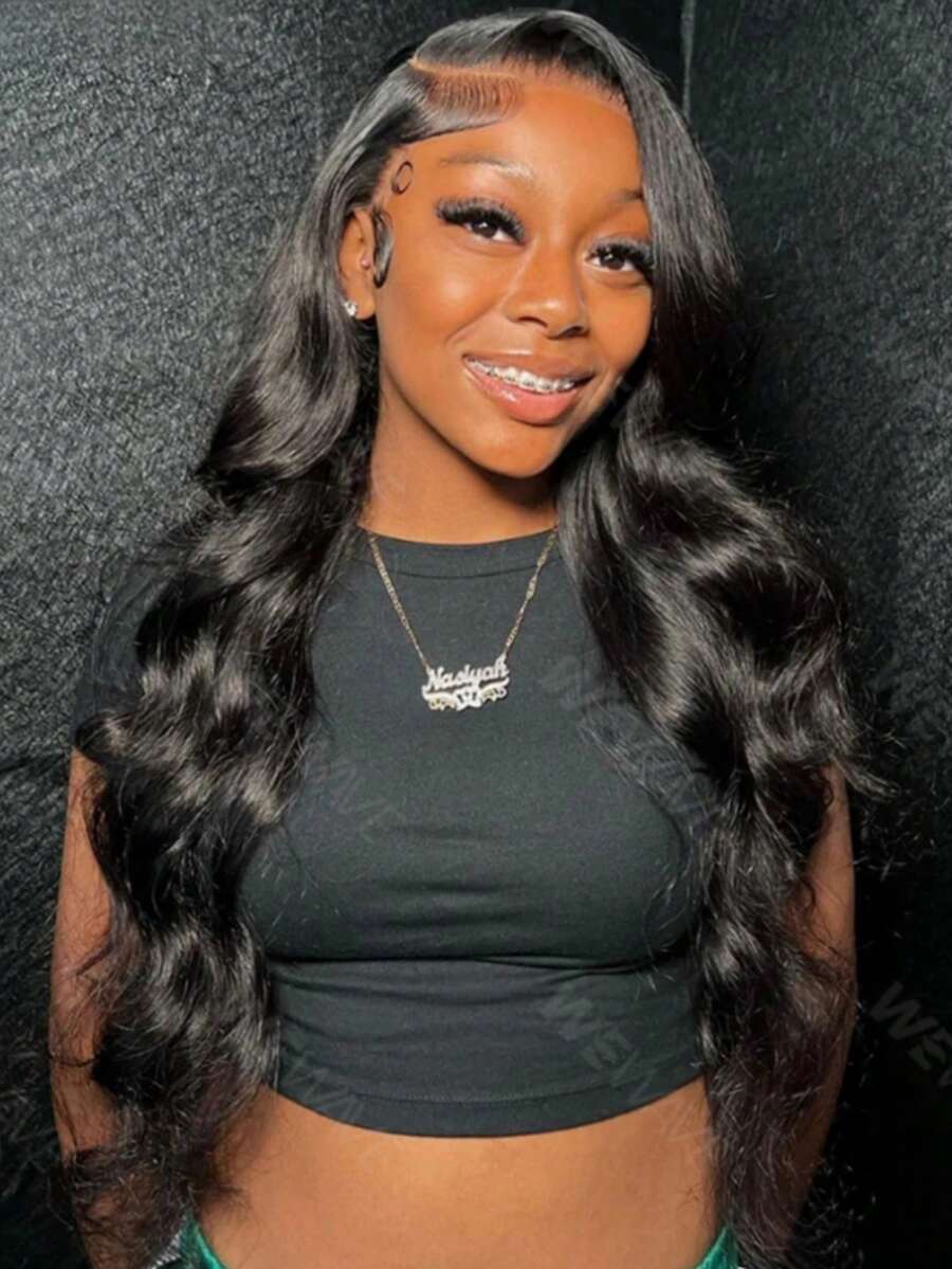 NARNI 36 Inch Body Wave Lace Front Wigs Human Hair 250% Density Glueless Body Wave 13x4 HD Lace Front Wigs Human Hair Pre Plucked Glueless Human Hair Wig Brazilian Virgin Lace Front Wigs For Women Natural Black Color With Baby Hair - Natural Black - 查看 1