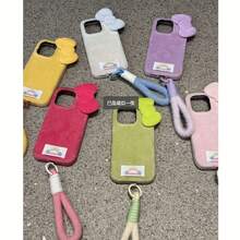 【新たに登場したもの】秋冬用ふわふわ立体リボン付きスマホケース、ストラップ付き、compatible with iphone 13 14 15 16、Pro、Pro Max、air、17、17pro、17pro max対応落下防止携帯ケース, 日常使用ケース,モバイルアクセサリー,なモバイルケース,ぬいぐるみデザイン,耐久性のあるスマホケース,スマートフォンカバー,彼女へのギフト,ファッション愛好家 - ホワイト - チェックする 3