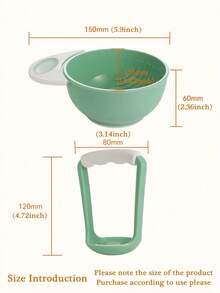 1件装手动婴儿辅食研磨器，婴幼儿辅食泥制作器，水果/蔬菜捣碎器及碗套装，喂养用品，婴儿护理产品