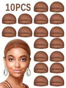 200 pezzi Cuffie per parrucche marroni - Reti per capelli elastiche e antiscivolo, cuffie per parrucche in nylon traspiranti a estremità chiusa, ideali come set regalo di Natale per donne e uomini