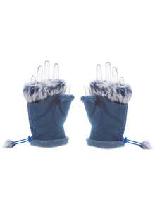 1 双仿兔毛半指手套女士冬季保暖手套保暖内衬手指手套 - 彩色 - 查看 17