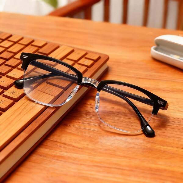 نظارة شمسية رجالية نصف إطار خفيفة الوزن بطراز عتيق، مناسبة كهدية لعيد الحب أو عيد الهالوين