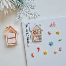 Christmas Series Jewelry Making Kits, Embossed Bookshelf Polymer Clay Cutters For Earrings & Jewelry Making, Debossing Tree Gift Box House With Snowman Star Leaf Gingerbread Man Crutch Snowflake Pattern Clay Molds For Pendant & Necklace Maker, Gift For Book Lovers, Book Earrings