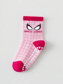 Marvel 5双漫威格温蜘蛛侠主题凝胶防滑儿童袜，包括粉色女童过膝袜、透气防滑卡通男童袜和防滑家居袜，适合好动儿童和蜘蛛侠电影粉丝。 - 粉色 - 查看 9