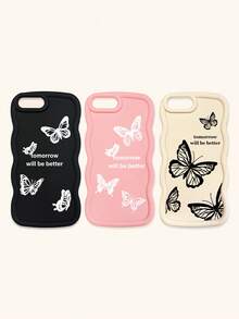 3pcs Luxury Creative Butterfly Print Matte Soft Phone Case, Compatible With IPhone & Galaxy Phones - Multicolor - View 29