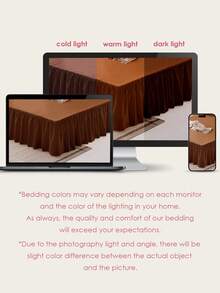 1 件基本款轻质荷叶边床裙，经典款式，柔软时尚，100% 超细纤维，15 英寸长，摩卡棕色。适用于家庭床上用品和学校床上用品宿舍必需品，可机洗，经 Oeko-Tex 认证 - 摩卡棕 - 查看 9