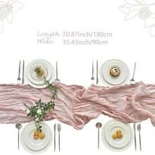 1 paquete de camino de mesa rosa estilo retro y rústico, transparente, adecuado para decoración de mesa larga en bodas y fiestas - Rosa - Ver 2