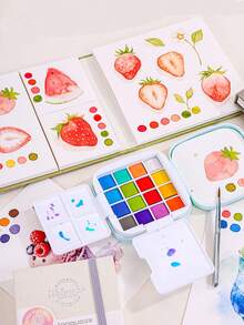 1 Set Of 16 Colors Solid Watercolor Paint, Portable Watercolor Paint Set For Sketching, Hand Painting, Graffiti, Suitable For Artists, Crafts, Christmas, Thanksgiving, New Year, Easter, Holiday Gifts, Card Making, Metal, Ceramic, Glass, Halloween Decoration - Watercolor Paint Set - View 7