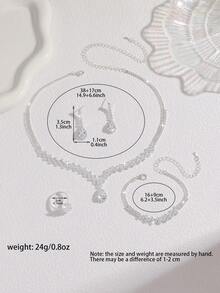 5pcs Luxury Zirconia Leaf Shaped Necklace, Earrings, Bracelet, Ring Jewelry Set, Elegant And Fashionable For Wedding, Party, Daily Commute