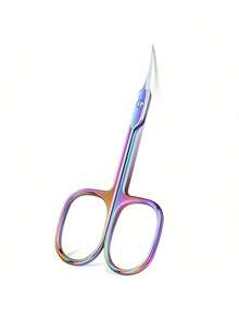 Professional Beauty Scissors, Suitable For Eyebrow Trimming, Eyelash Trimming, Dry Skin, Titanium Gold Color, Curved Cuticle Scissors, Small Multi-Functional Stainless Steel - Multicolor - View 2