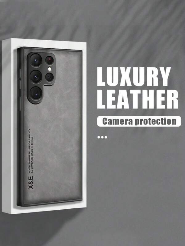 Sheepskin Magnetic Phone Case Compatible With Samsung Galaxy S25 S24 Ultra S23 Ultra S22 Ultra Skin Feel Leather Support Adsorption Car Stand Shockproof Cover ﻿