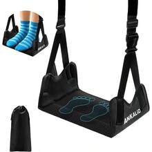1 Pack No - Collapse Airplane Foot Hammocku2013Adjustable Foot Hammock Plane Travel With Thick Base, Lightweight Travel Footrest Office, FlightsBlack - Black + 1PCS - View 2