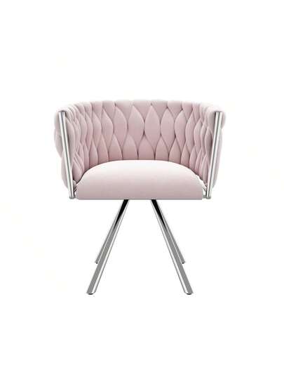Dressing Chair, Piece, Luxe Swivel Bedroom Leisure Four Metal Support Legs, Roze view 9