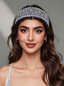 1 Piece Women's Sparkling Rhinestone Wide Headband Baroque Headband Bridal Wedding Party Headdress Graduation Gift Simple Elegant Casual Summer Vacation Hair Accessories
