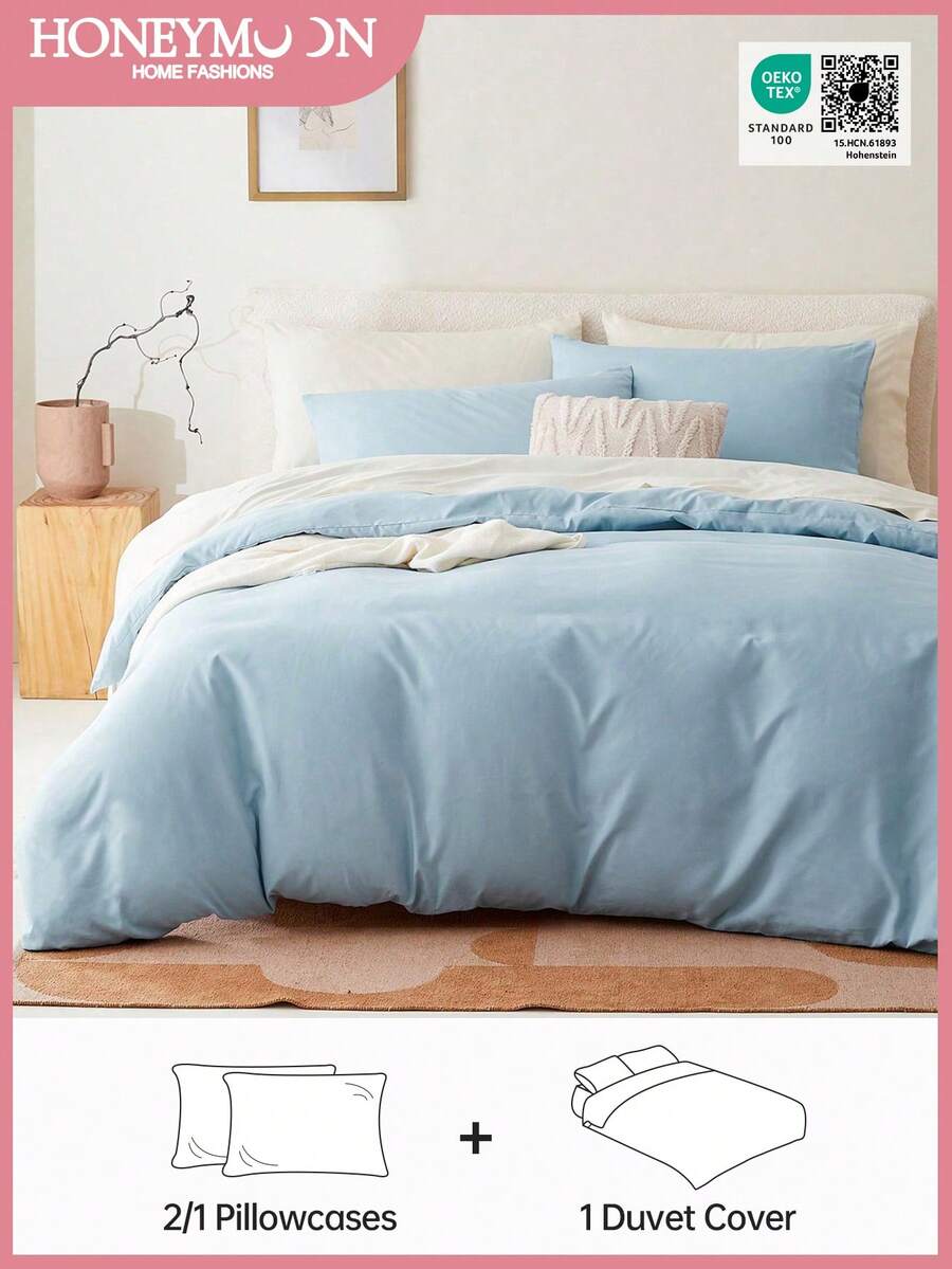 2/3 Stücke Bettwäsche-Sets in leuchtendem Blau, ultra-weich mit wolkengleicher Haptik, Bettbezug*1 Kissenbezug*1/2, perfekt für alle Bettgrößen von Twin bis King