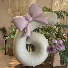 12个/套 40英寸焦糖色铝膜数码气球，饰有大型粉色蝴蝶结，适合装饰生日派对、家庭聚会和户外节日庆典。 - 焦糖色 - 查看 18