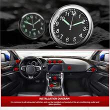 1pc Black Glow Decorative Car Clock, Mini Quartz Analog Clock For Dashboard, Stick-on Watch For Car, Designed For High-end Cars