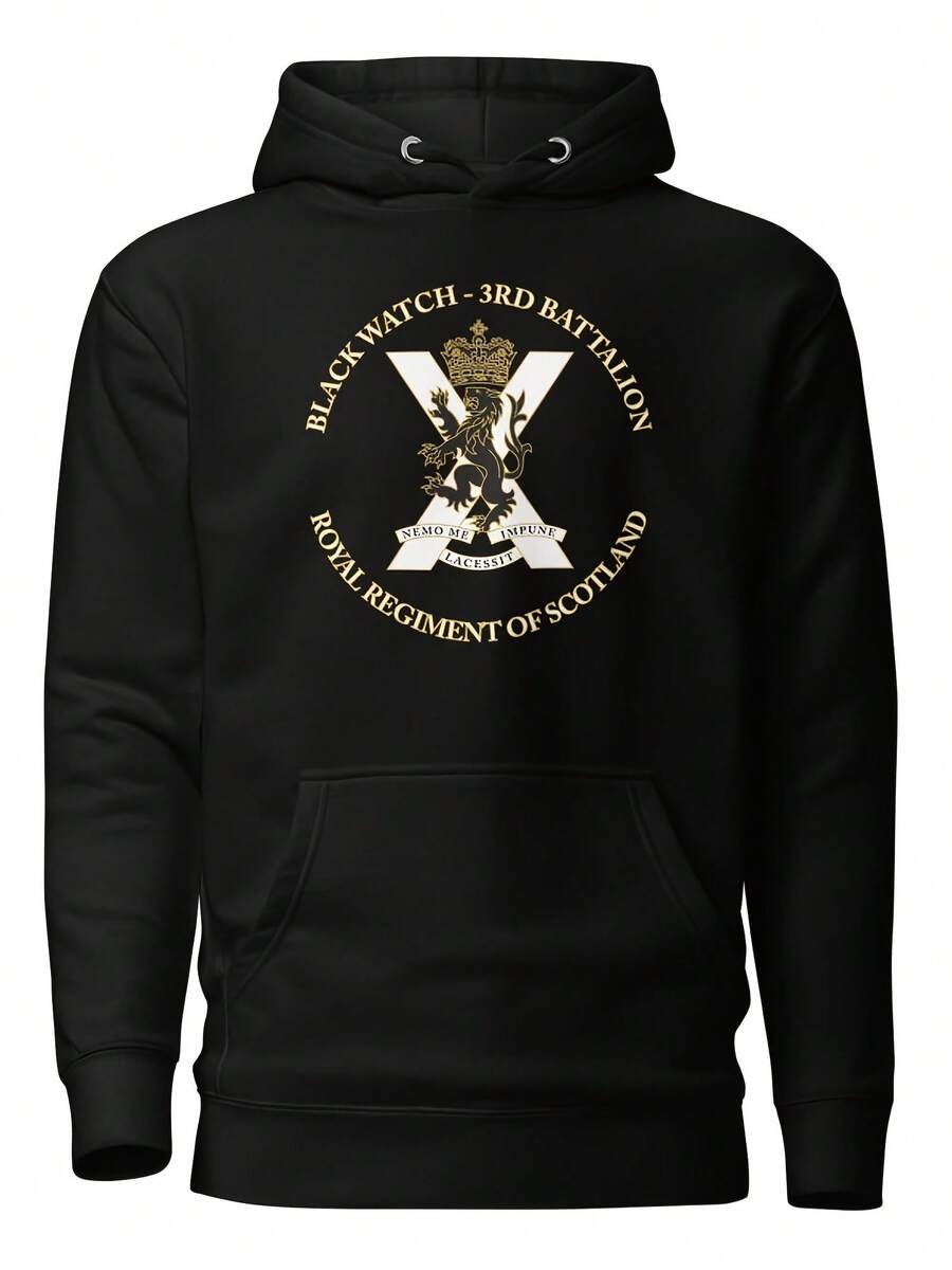 Black Watch Hoodie White Ink - Style 6 - View 1