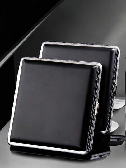 1pc Premium Leather Texture Cigarette Case, Flip-Top Metal Lightweight Design Fits 20 Regular Cigarettes, Personalized Luxury Smoking Accessory For Men, Gifts