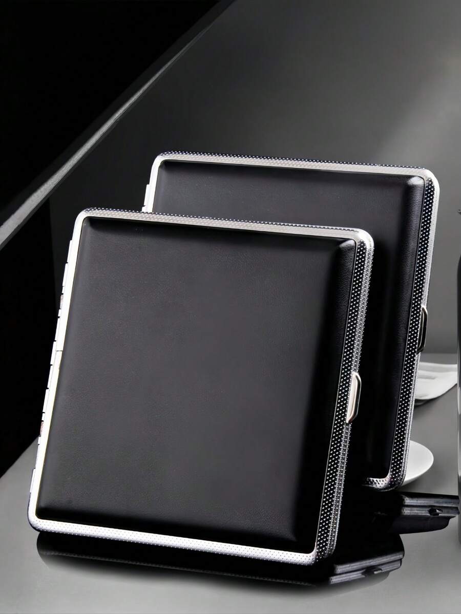 1pc Premium Leather Texture Cigarette Case, Flip-Top Metal Lightweight Design Fits 20 Regular Cigarettes, Personalized Luxury Smoking Accessory For Men, Gifts