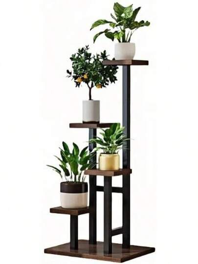 Small Plant Stand, 5 Tier Indoor Metal Shelf, Plants Holder 6 Potted For Multiple, Corner Table For Patio Garden, Balcony, Living Room