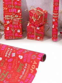 1 Rotolo di carta da regalo a tema natalizio - Disegni festivi per confezioni regalo, decorazioni per feste e celebrazioni natalizie.