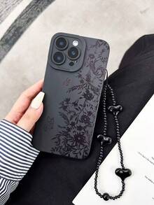 直边穿孔黑色线条花卉蝴蝶彩绘防摔手机壳，兼容 17 Pro/17 Air/17/17 Pro Max/16/11/16 Pro/16 Plus/16 Pro Max/16 e/15 Pro Max/13/14/12/XS/XR/7G/8P，兼容三星 Galaxy 11/12 Pro/12/12 X/13 Pro/14 Pro/15 Pro，兼容 Redmi 10/9/Note9/12c/Note11 Pro/Note8 Pro - 彩色 - 查看 2