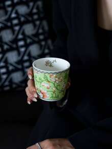 1/4pcs Oriental Floral Porcelain Mug Set, 4pcs Handhold Tea/Coffee Cup Gift Box, Elegant Green Ceramic Drinkware Decorated With Traditional Floral Patterns, Ideal For Birthday, Holiday Gifts And Home Decor - Multicolor - View 13