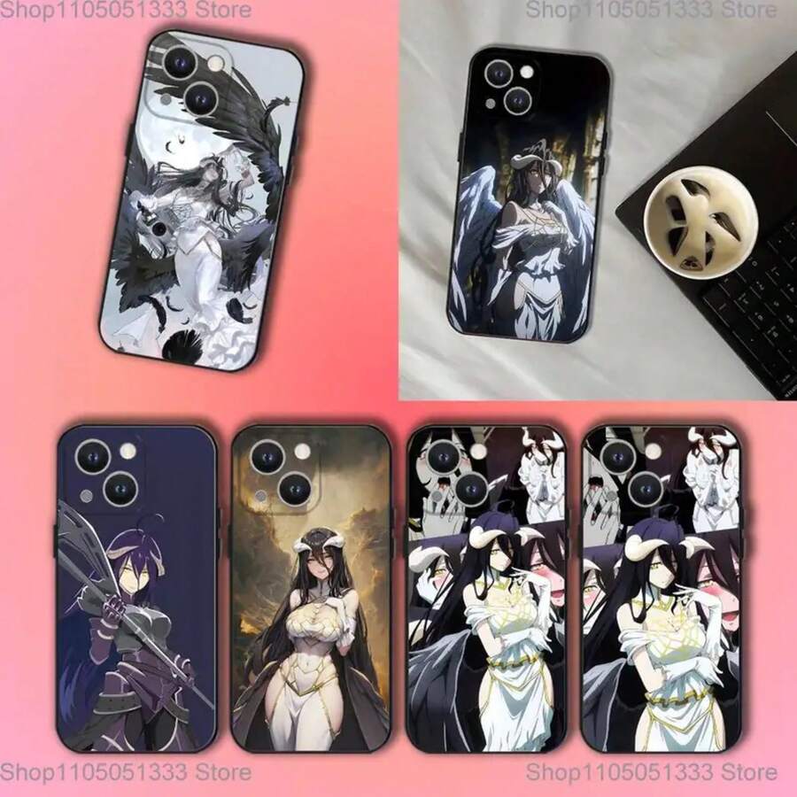 Overlord Cartoon Albedo Phone Case Cover Compatible With 17, 16, 15, 14, 13, 12, 11, Pro, XS, Max, XR, Plus, E, SE4, Mini Black Soft Cover, Cover Compatible With 17 Case, 17 Pro Case, 17 Pro Max Case - Z7 - View 1