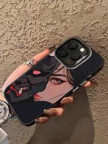 Una funda para  con diseños de máscaras Hannya de estilo japonés, doncellas y samuráis, compatible con las series  17AIR/16E/15/14/13/12/11/XR/XSMAX/Pro/Promax/PLUS, y también con  S25/S24/S23/S22/S21/S20/FE/PLUS/ULTRA/A55/ A35/A34/A32/A25/A16/A15/A13/A12/A06/A05S/A04E/A03CORE. Fabricada con material PC+TPU, esta funda para teléfono tiene un aspecto elegante, es resistente a los golpes, protege contra caídas y es resistente a la suciedad. Ofrece un agarre cómodo, lo que la hace adecuada para uso personal o como regalo para familiares y amigos. Perfectas para San Valentín, Acción de Gracias, Halloween, Navidad, Año Nuevo y otras ocasiones festivas. - Negro - Ver 3