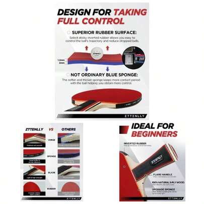 Pong Paddles With Balls - Better Control Sticky Inverted Rubber - Table Tennis Paddles Set Indoor Outdoor Games