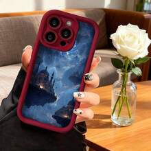 Cubierta de teléfono con diseño de castillo flotante en el cielo azul oscuro para iPhone 14 Pro Max color negro con estampado de fantasía mágica y ciudades suspendidas ideal para amantes de la fantasía y viajes a mundos imaginarios - Burdeos - Ver 2
