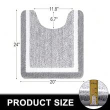 OLANLY Toilet Rugs U-Shaped 24x20, Extra Soft And Absorbent Microfiber Bathroom Rugs, Non-Slip, Machine Wash Dry, Pl 11ush Shaggy Contour Bath Mats For Toilet Base (Grey And White){Inchcolor_nameinch:InchGreyandWhiteinch,Inchsize_nameinch:Inch24\Inchx20\InchContourRuginch} - 灰白 - 查看 3
