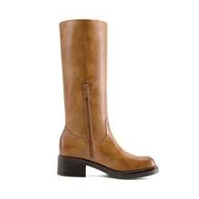 Womens Square Toe Chunky Block Heel Knee High Boots Banana Campus Boots For Women Casual Comfortable Low Heel Side Zipper Riding Tall Boots - Màu nâu  Mocha - Xem 5