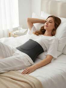 1pc Winter Thermal Double Pocket Waist Warmer Belt For Women, Warm Abdomen Protector With Pocket For Heating Pad, Thin Waist Belt