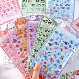 3D Solid Embossed Crystal Panda Sticker Toy, Cute Decorative Sticker For Women, Small Pattern Sticker For Phone