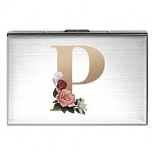 1 pièce Étui à cartes fin avec motif de lettre initiale de A à Z en or rose. Porte-cartes bancaires et de crédit minimaliste en métal d'aluminium fin. Porte-cartes RFID pour femmes et hommes. Organisateur de cartes bancaires mini-portefeuille petit portefeuille porte-cartes pour femmes et hommes - Argent - Voir 9