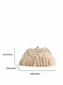 Túi đeo vai/túi cầm tay bằng vải nhung cho nữ, túi dự tiệc thời trang cho mùa thu/đông - Màu Khaki - Xem 8