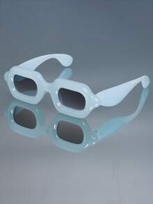 1pc New Retro Classic Thick Frame Small Frame Rectangular Y2K Fashion Glasses For Women And Men Punk Personalized Hip-Hop Festival Party Street Shot Catwalk Fashion Glasses - Multicolor - View 14