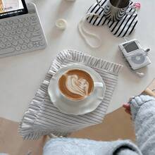 1/2/6pcs Korean Ins Style Black & White Striped Lace Napkins, Multi-Functional Dust Cover Cloth, Suitable For Valentine's Day, Wedding, Daily Use - Multicolor - View 5