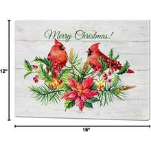 2025 Christmas Canvas Wall Art Print 12" X 16" With Timer | LED Lighted Design - Selamat Natal Kardinal Poinsettia - View 4