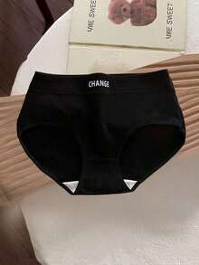 6 piezas de bragas triangulares para mujer, cómodas bragas de cintura media con diseño de letras de unicolor, sin costuras - Multicolor - Ver 9