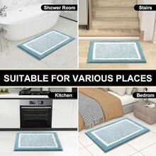 Bathroom Rugs 30x20, Extra Soft And Absorbent Microfiber Bath Mat, Non-Slip, Machine Washable, Quick Dry Shaggy Bath Carpet, Suitable For Bathroom Floor, Tub, Shower (Medium, Light Blue){Inchcolor_nameinch:InchLightBlueandWhiteinch,Inchsize_nameinch:Inch30\Inchx20\Inchinch} - 淺藍和白 - 查看 8