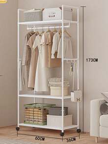 Cabideiro multifuncional para roupas, cabideiro de pé para dormitórios e quartos, organizador móvel para armazenamento de roupas, fácil montagem, material metálico espesso, design simples