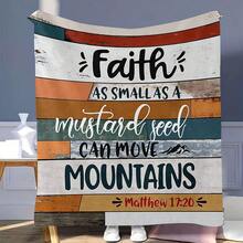 LIGUOGUO Christian Bible Matthew Scripture Printed Faith Blanket, Suitable Mom, Dad, Encouragement Inspiration Letter Flannel Throw Blanket Sofa Bed