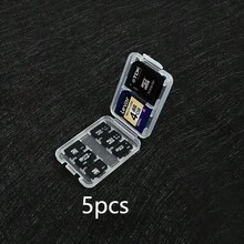 5pcs Transparent Plastic Micro SD Card Holder With Lid, Durable Memory Card Organizer Box For Photography Equipment & Camera Accessories, Stackable Storage Case For Easy Visibility And Protection, Photo Storage Box